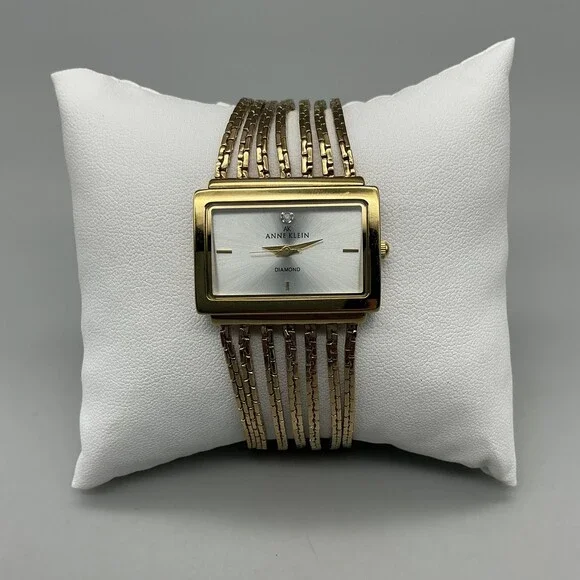Anne Klein Womens Watch 29mm Gold Tone Diamond Multi Strand New Battery 7" - Picture 2 of 11
